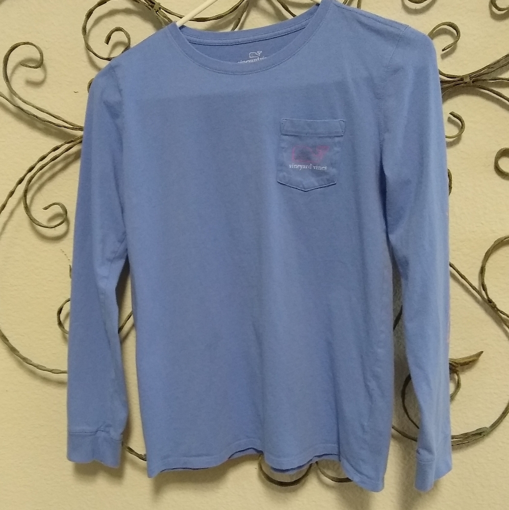 VINEYARD VINES cotton purple whale graphic pocket tee, 14